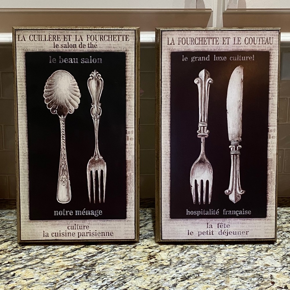 EUC French/Parisian Style Utensil Wall Art Set